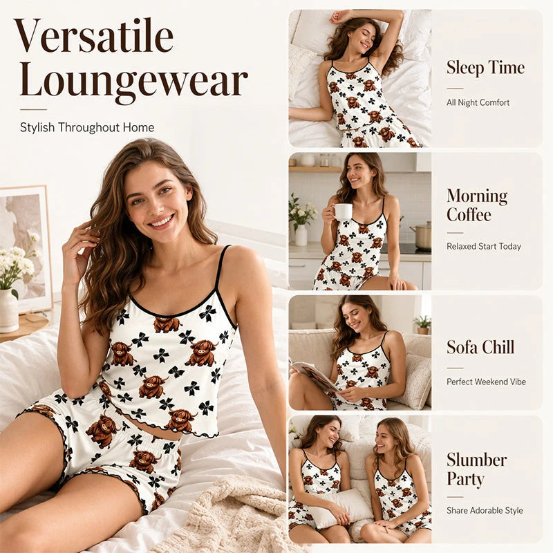 📢📢 Oferta de azi⏰„Summer Sleepless” spagetti pántos topból álló hálóruha-szett