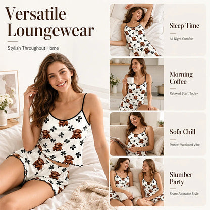 📢📢 Oferta de azi⏰„Summer Sleepless” spagetti pántos topból álló hálóruha-szett