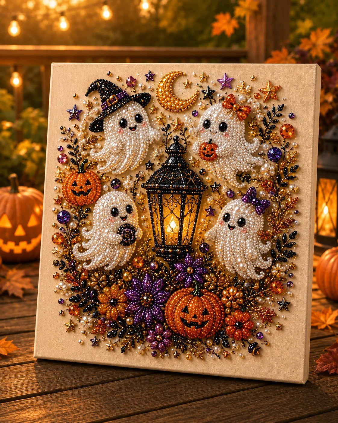 🎃 Halloween gyöngyös kézműves készlet – Nincs szükség festési ismeretekre, csak illesszük össze és helyezzük el a gyöngyöket.