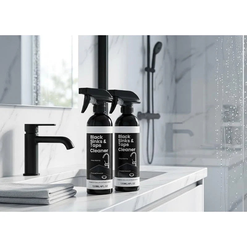 🛁🛡️ Vízkőoldó spray fekete mosdókhoz és csaptelepekhez 💧