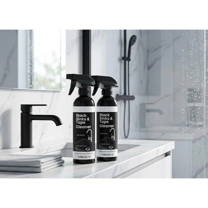 🛁🛡️ Vízkőoldó spray fekete mosdókhoz és csaptelepekhez 💧