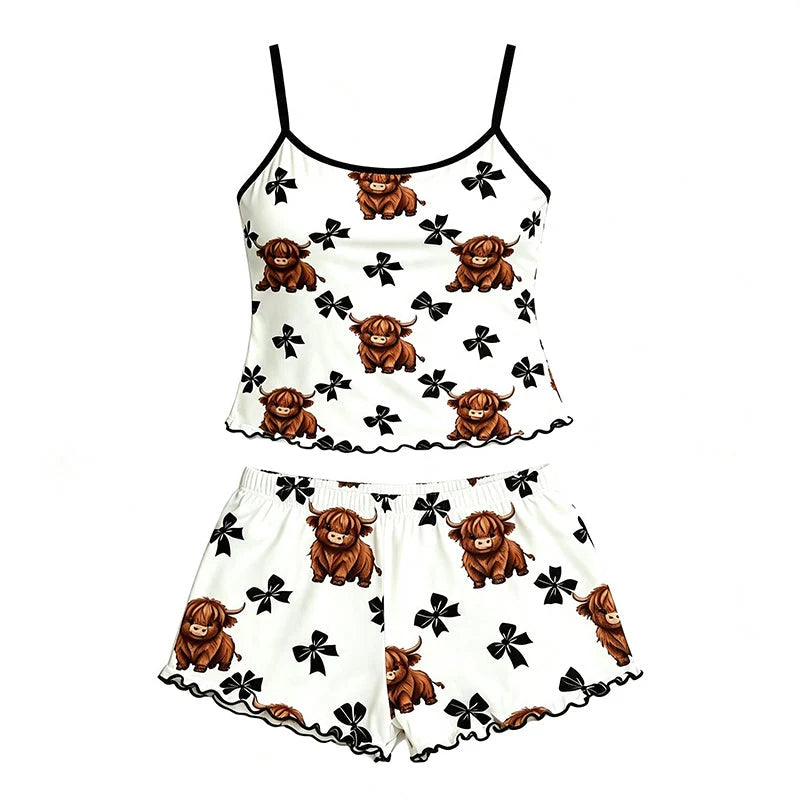 📢📢 Oferta de azi⏰„Summer Sleepless” spagetti pántos topból álló hálóruha-szett