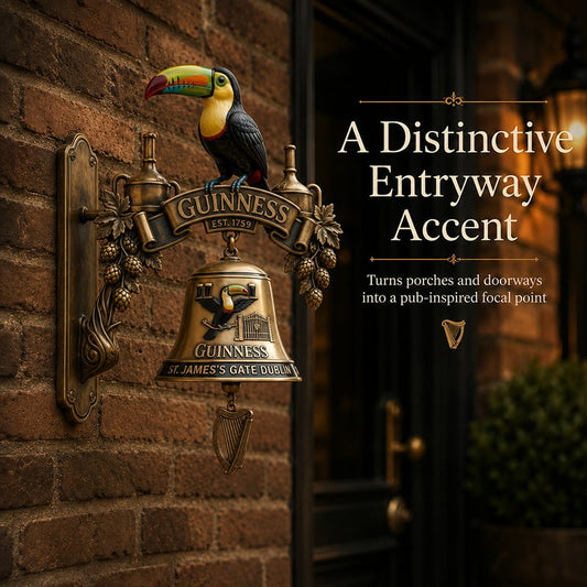 🍀 Guinness Toucan retro öntöttvas ajtódísz csengővel