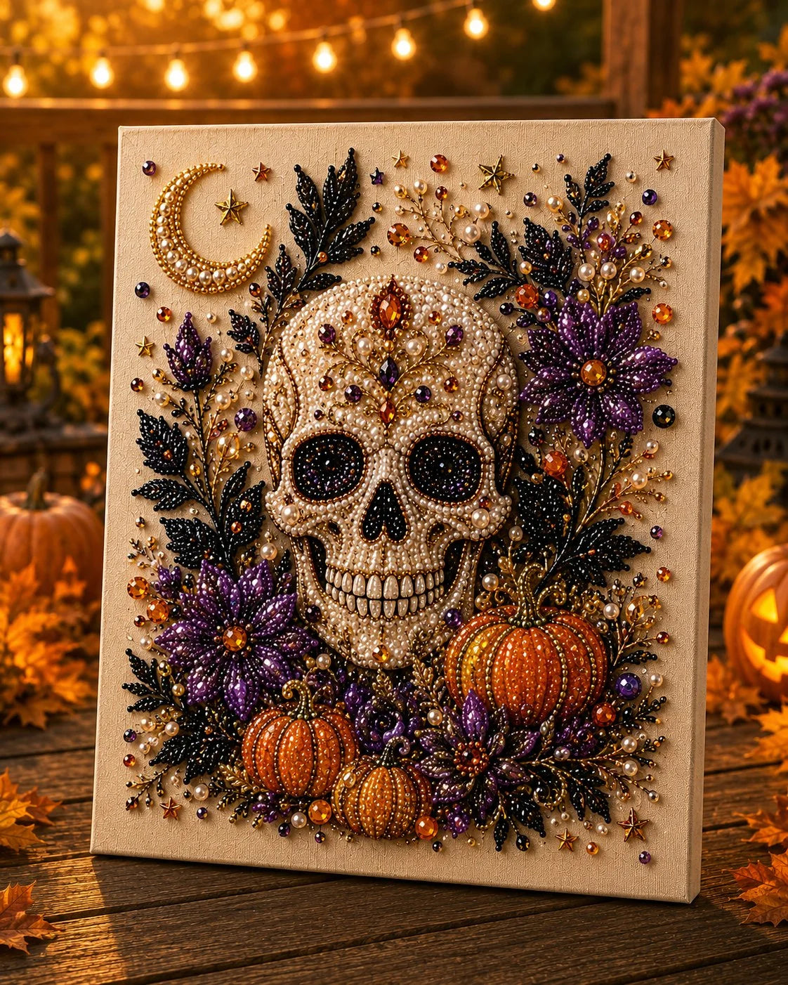 🎃 Halloween gyöngyös kézműves készlet – Nincs szükség festési ismeretekre, csak illesszük össze és helyezzük el a gyöngyöket.