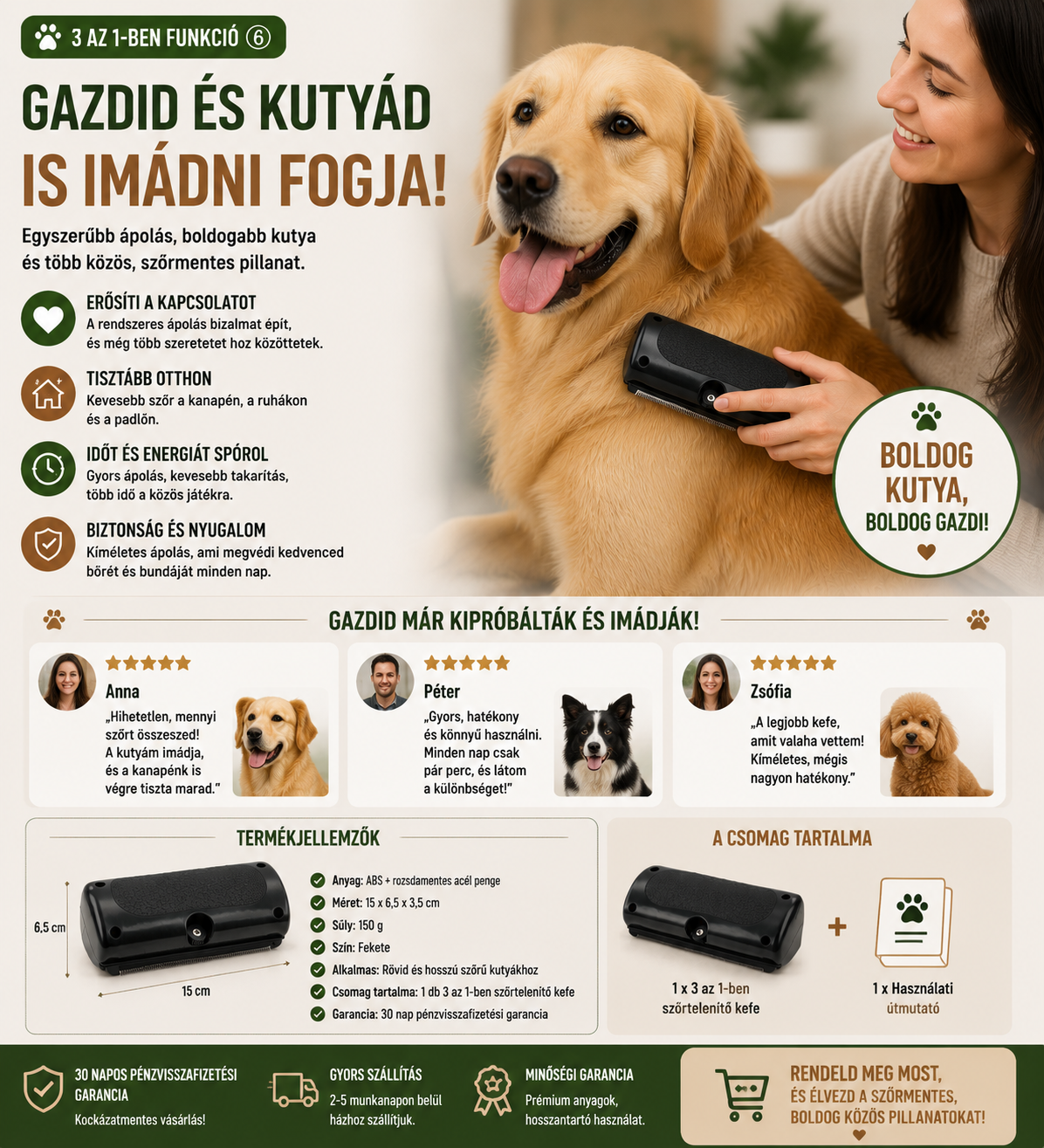 Kutyaápolás egyszerűen – Szőrtelenítő és izzadság eltávolító eszköz