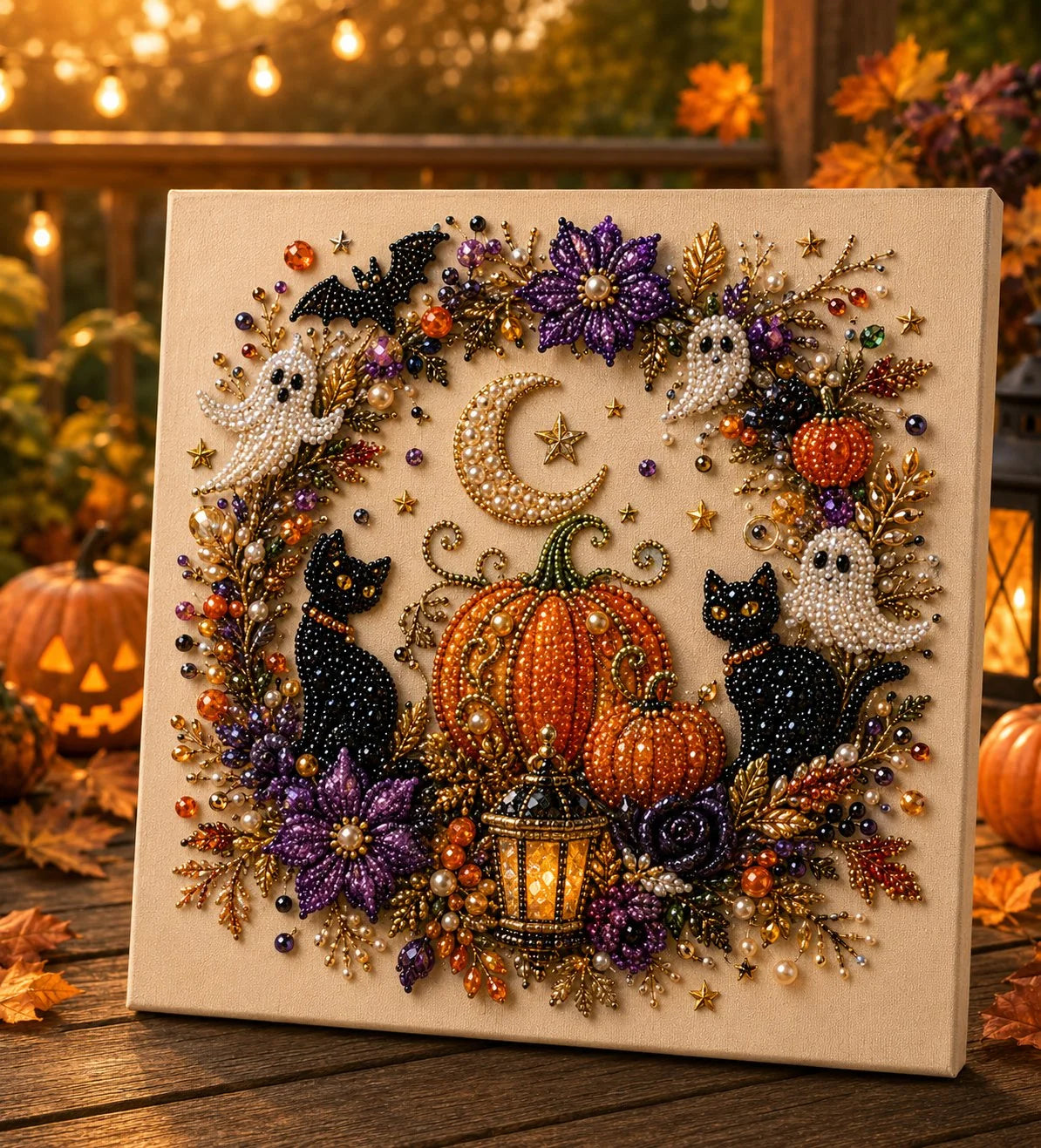 🎃 Halloween gyöngyös kézműves készlet – Nincs szükség festési ismeretekre, csak illesszük össze és helyezzük el a gyöngyöket.