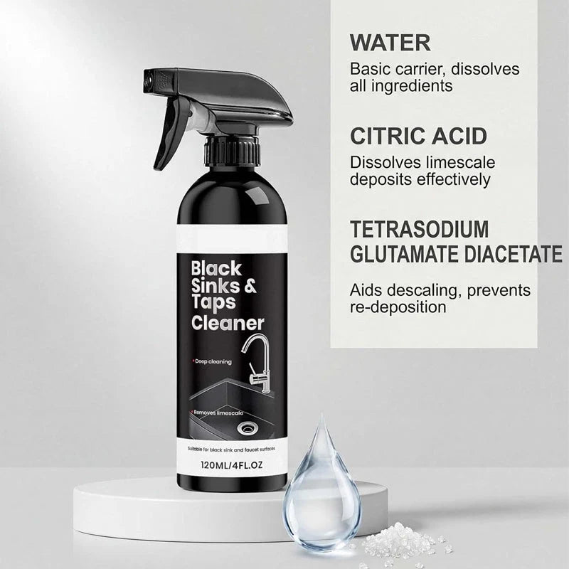 🛁🛡️ Vízkőoldó spray fekete mosdókhoz és csaptelepekhez 💧