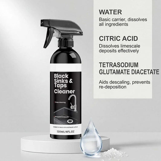 🛁🛡️ Vízkőoldó spray fekete mosdókhoz és csaptelepekhez 💧